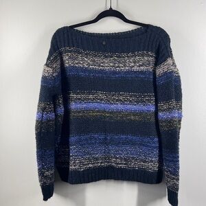 NUMPH Women’s Navy blue Gold gray Knit Ling Sleeve Sweater